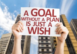 A Goal without a Plan is Just a Wish card with a urban backgroun